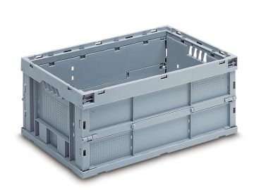 Faltbox 50 liter, 600x400x260 mm grau mit Verriegelung (pro Stück)