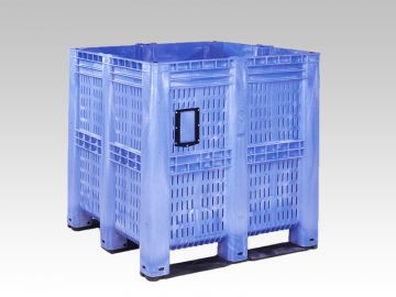 Kunststof Palletbox 130x115x125cm, 1400ltr, 3 sleden, blauw