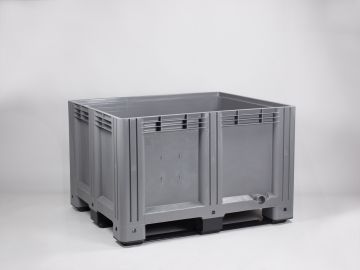 Palettenbox auf 3 Kufen, 120x100x76cm, 610 Ltr. grau