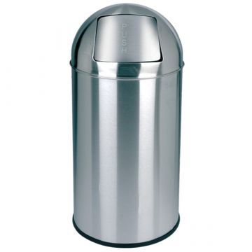 Abfalleimer ø350x740 mm, 40Ltr. Edelstahl poliert mit Pushdeckel (pro Stück)