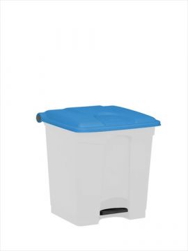 Pedaleimer mit Scharnierdeckel 400x400x430 mm, 30 L, weiss-blau (pro Stück)