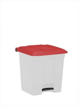 Pedaleimer mit Scharnierdeckel 400x400x430 mm, 30 L, weiss-rot (pro Stück)