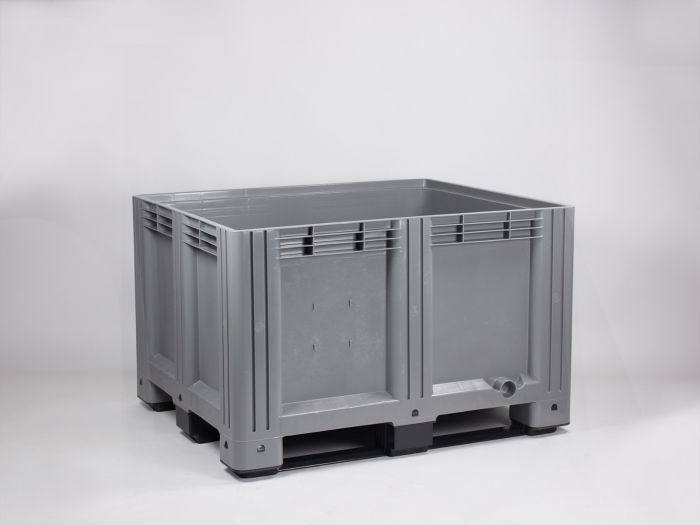 Palettenbox auf 3 Kufen, 120x100x76cm, 610 Ltr. grau