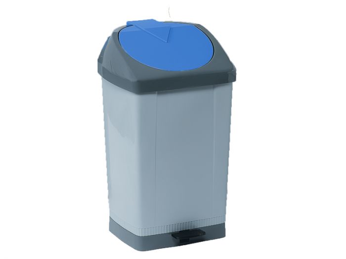 Pedal-Abfalleimer 430x370x730 mm 60 Ltr. Grau/Blau