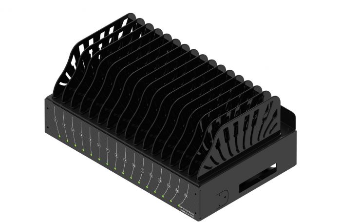 Desktop USB Hub, 16 Ports, Charge & Sync, Schwarz, Kompakt & Effizient